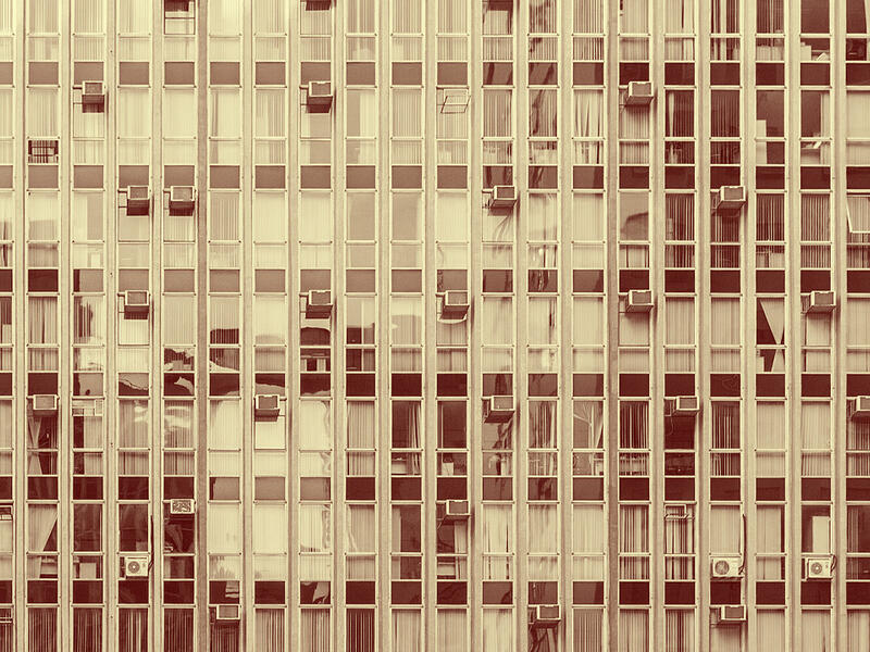 apartment windows in a buidling